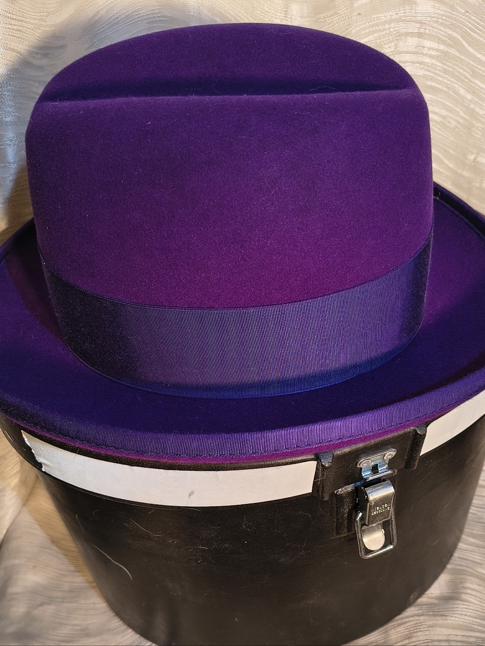 Royal Purple Godfather Homberg Hat & Case 7 1\8 5X Reed Hill, Superb Condition